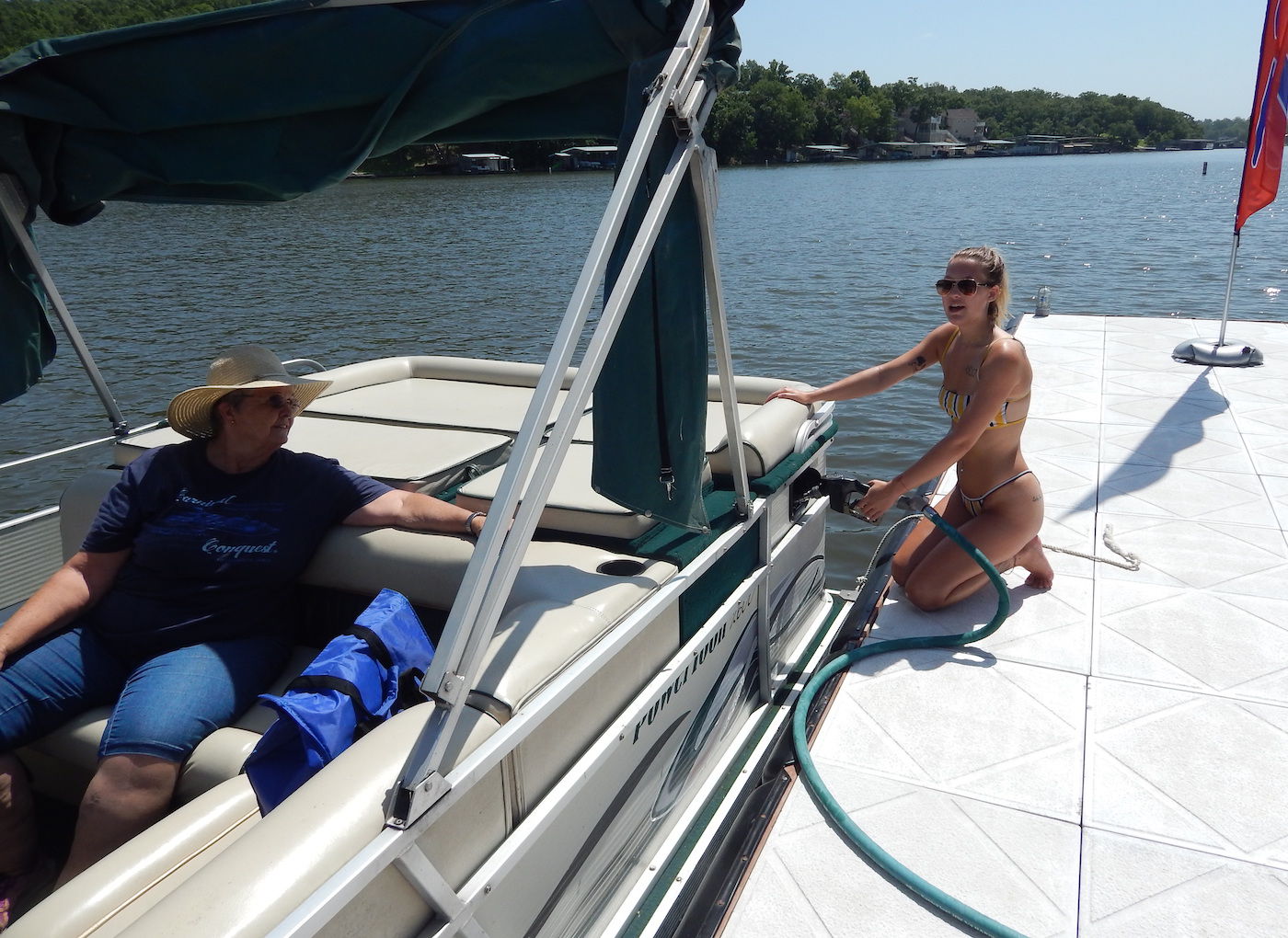 At The Dock - Macyln Chats While Fueling Up A Boat At Mystic Marina